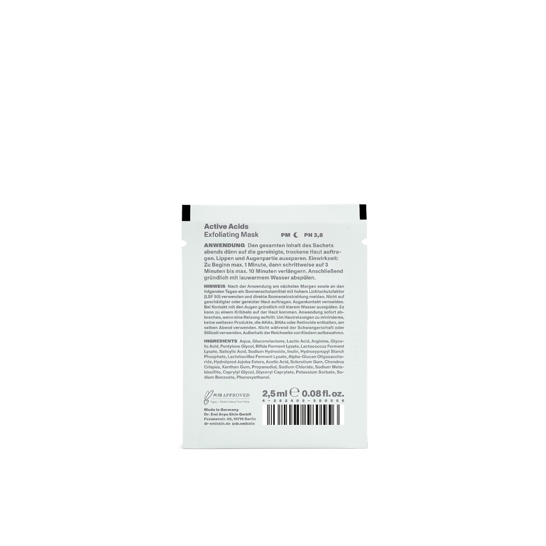 DR. EMI ARPA SKIN Active Acids Exfoliating Mask Chemisches Peeling Sachet Probe